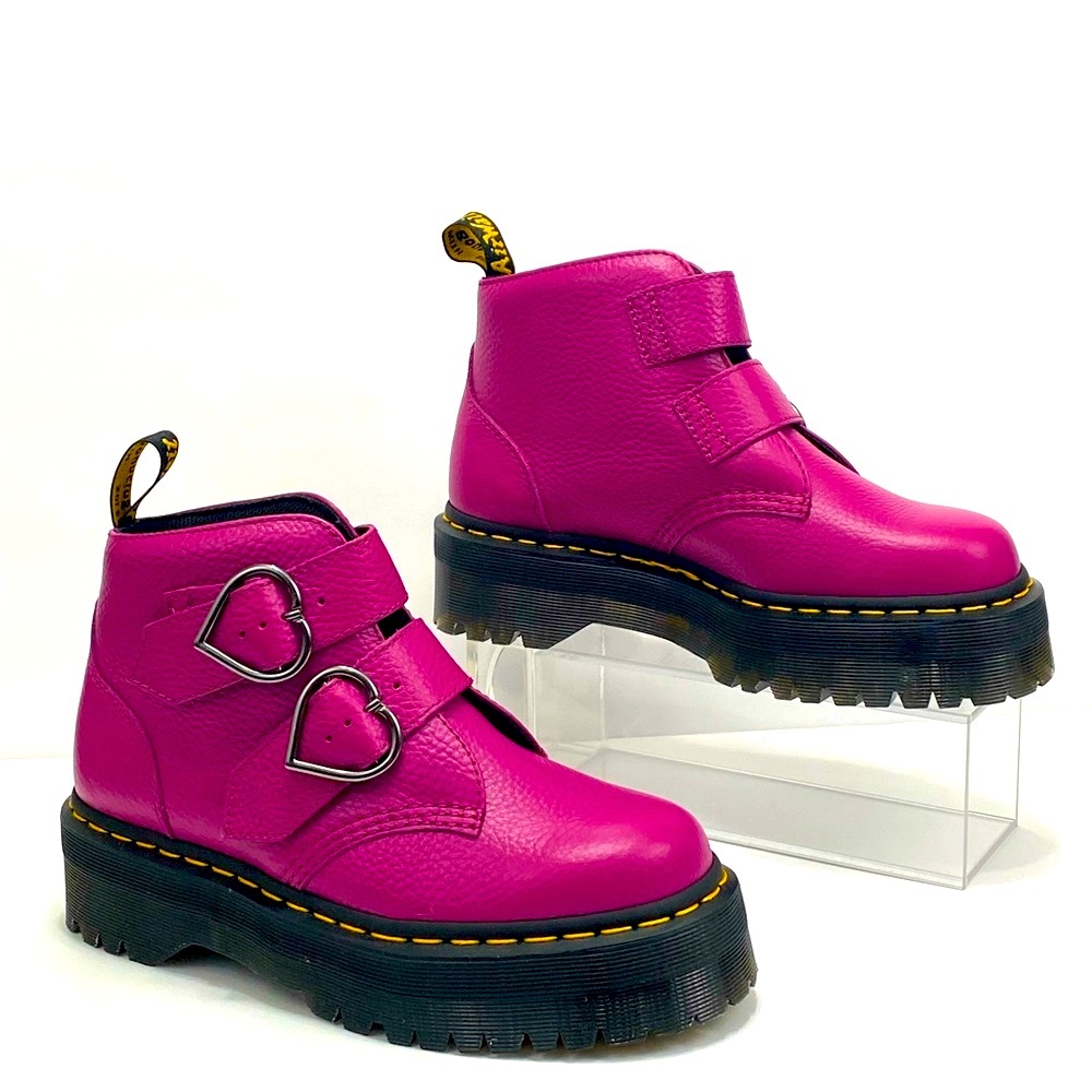 NEW DR MARTENS DEVON HEARD LEATHER PLATFORM BOOTS - Picture 9 of 12